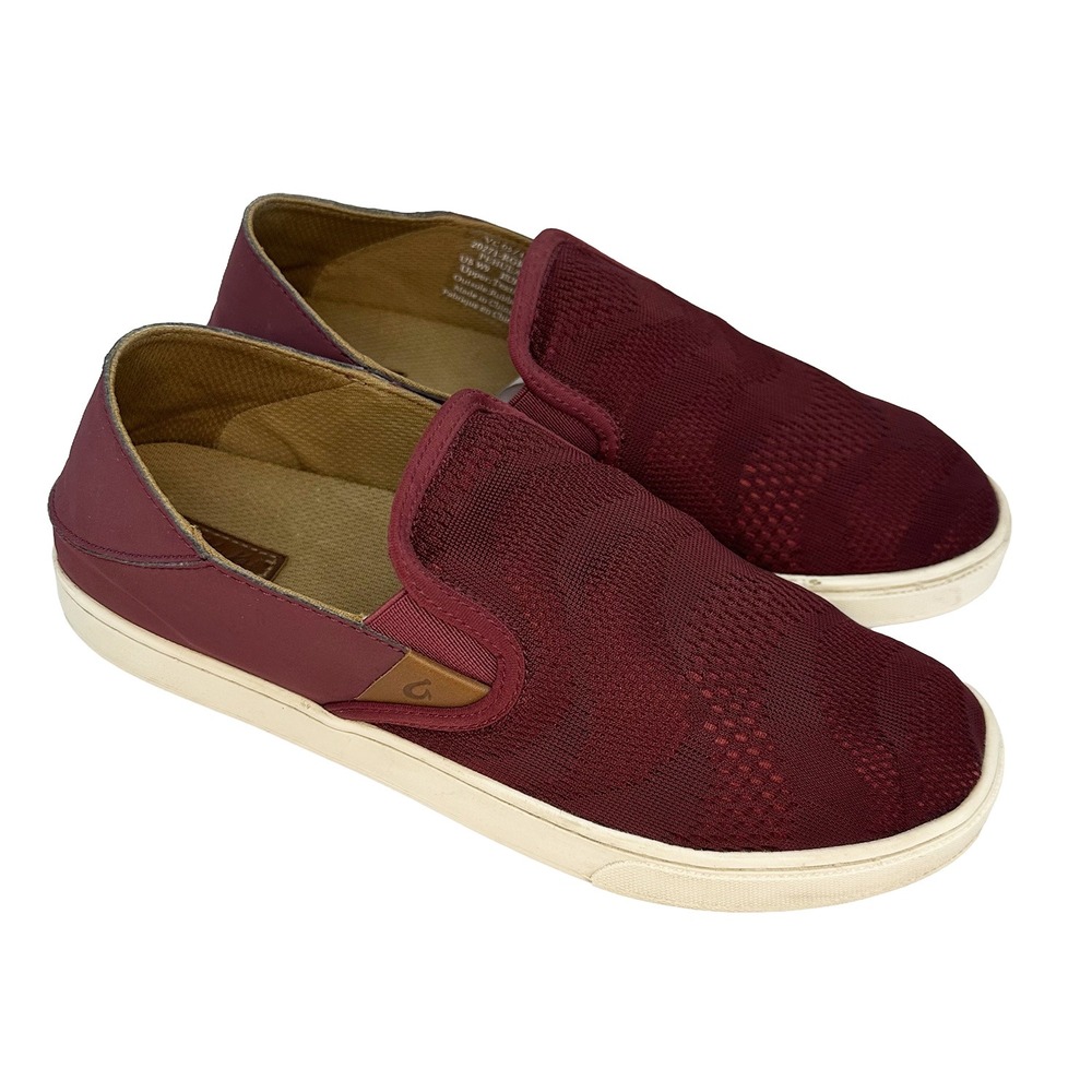 OLUKAI‎ Pehuea Women's Breathable Slip-On Shoes • 9 • red wine